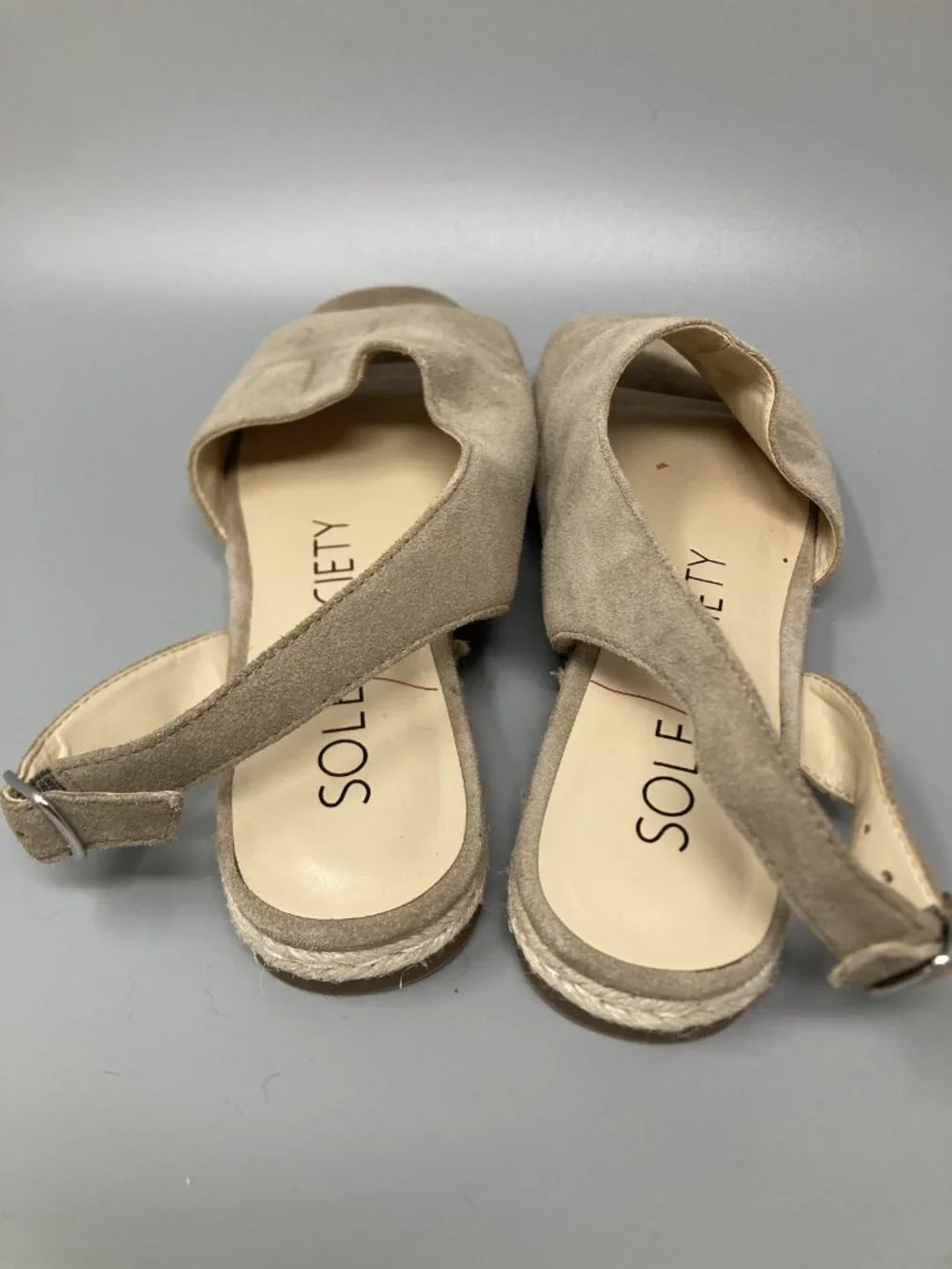Sole Society Suede Espadrille Slingback Sandals Taupe Sz 8.5